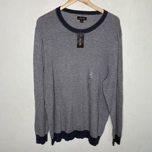 New Tasso Elba Gray Crewneck Long Sleeve Sweater Cotton Nylon‎ Mens XL